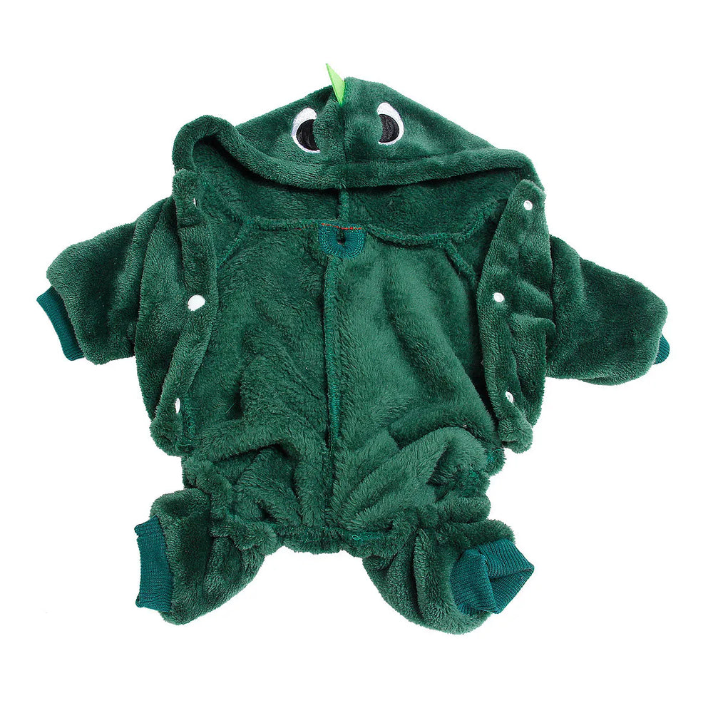 Dinosaur Dog Pajamas - Flannel Costume for Small Dogs & French Bulldogs