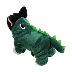 Dinosaur Dog Pajamas - Flannel Costume for Small Dogs & French Bulldogs
