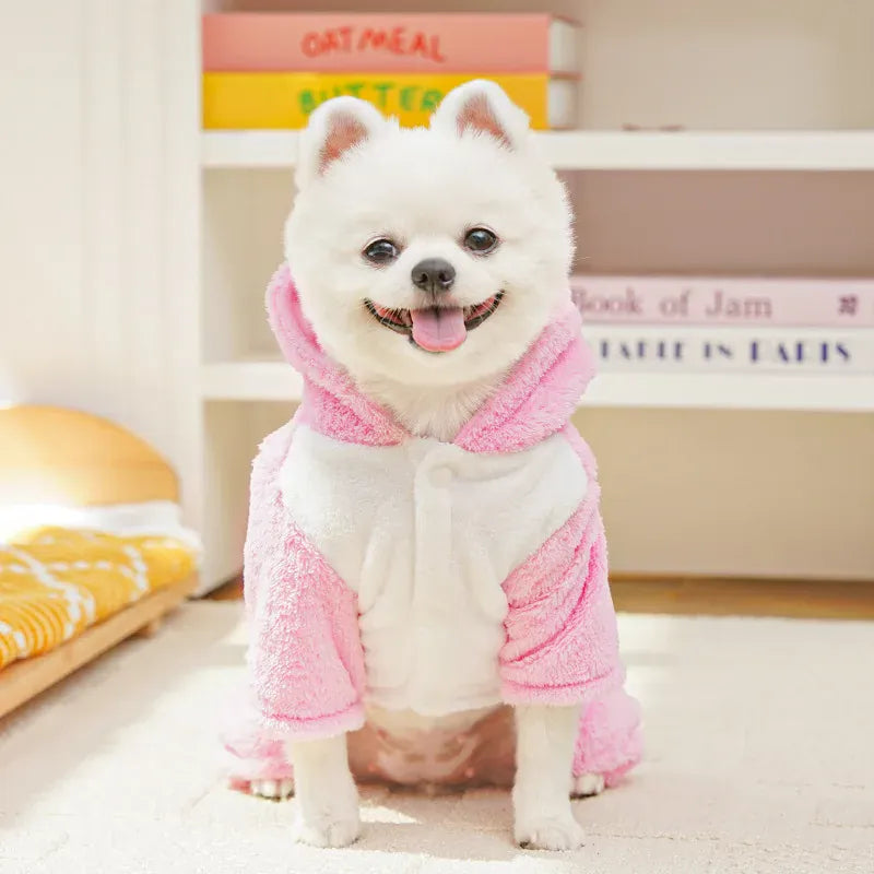 Dinosaur Transforming Dog Clothes - Flannel Winter Jumpsuit with Fun Costume Design
