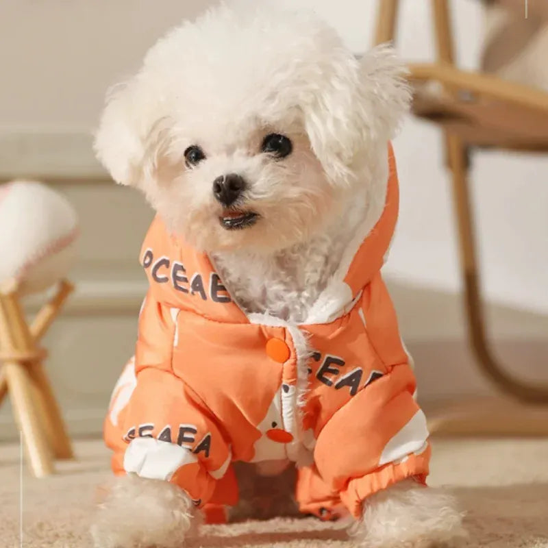 Dog Autumn Winter Clothing | Waterproof Puppy Coat | Warm Four-Legged Outdoor Dog Jacket