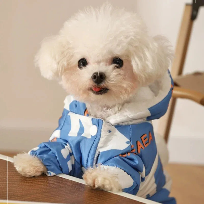 Dog Autumn Winter Clothing | Waterproof Puppy Coat | Warm Four-Legged Outdoor Dog Jacket