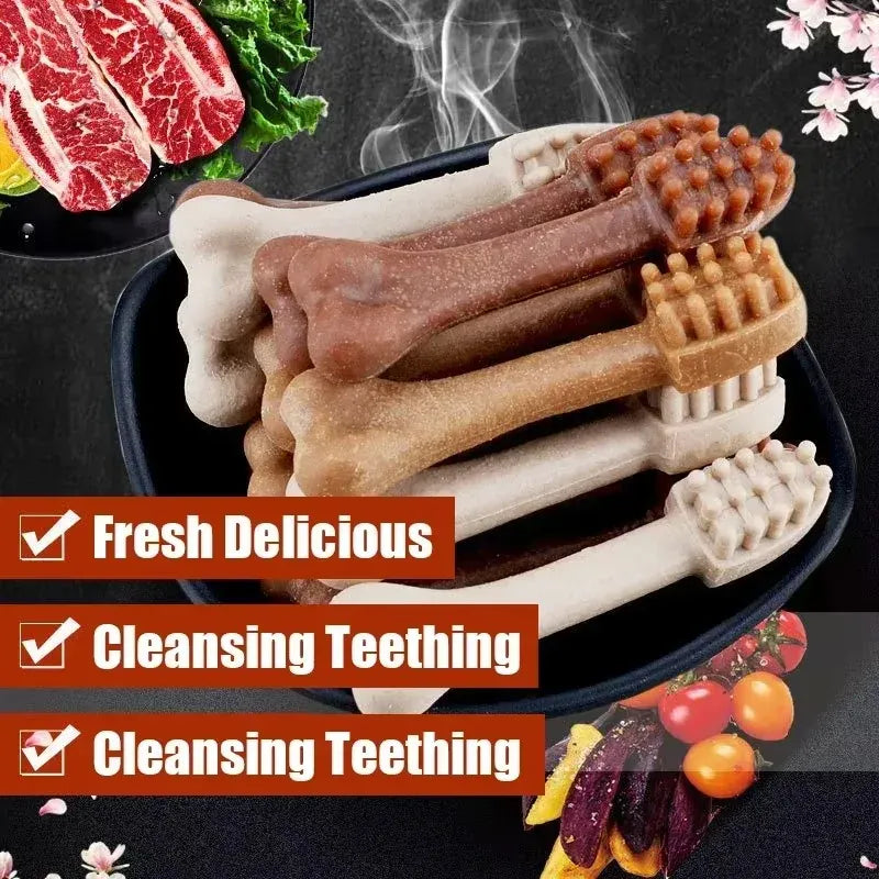 Dog Bruxism Toothbrush Bone Treats | Healthy Dental Chews for Puppies & Adult Dogs | Natural Nutrition & Training Rewards