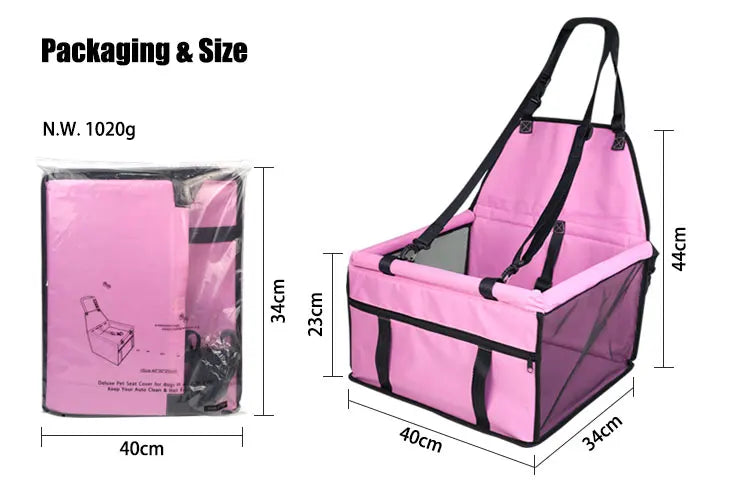 Dog Car Booster Seat - Foldable Travel Safety Seat for Small & Medium Dogs