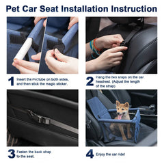Dog Car Booster Seat - Foldable Travel Safety Seat for Small & Medium Dogs