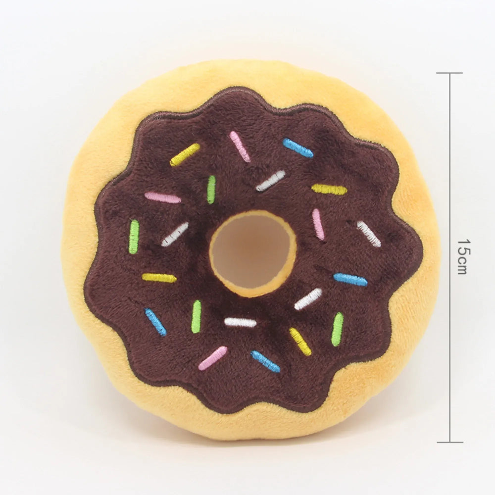 Dog Donut Plush Squeaky Toy | Soft Chew Sound Toy for Puppies & Small Dogs