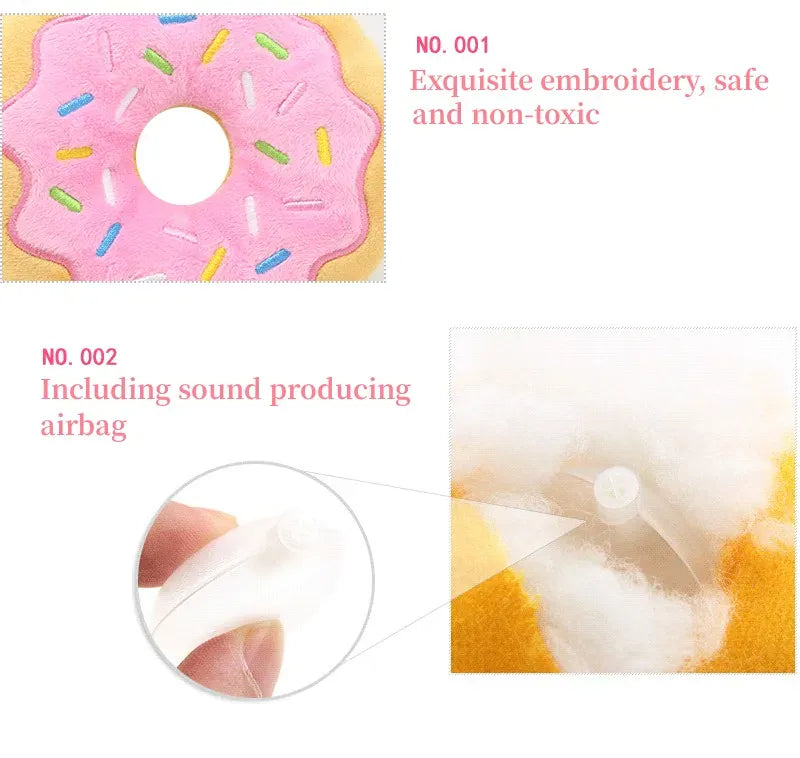 Dog Donut Plush Squeaky Toy | Soft Chew Sound Toy for Puppies & Small Dogs