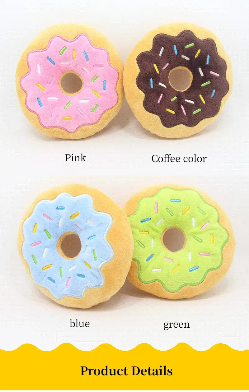 Dog Donut Plush Squeaky Toy | Soft Chew Sound Toy for Puppies & Small Dogs