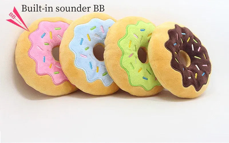 Dog Donut Plush Squeaky Toy | Soft Chew Sound Toy for Puppies & Small Dogs