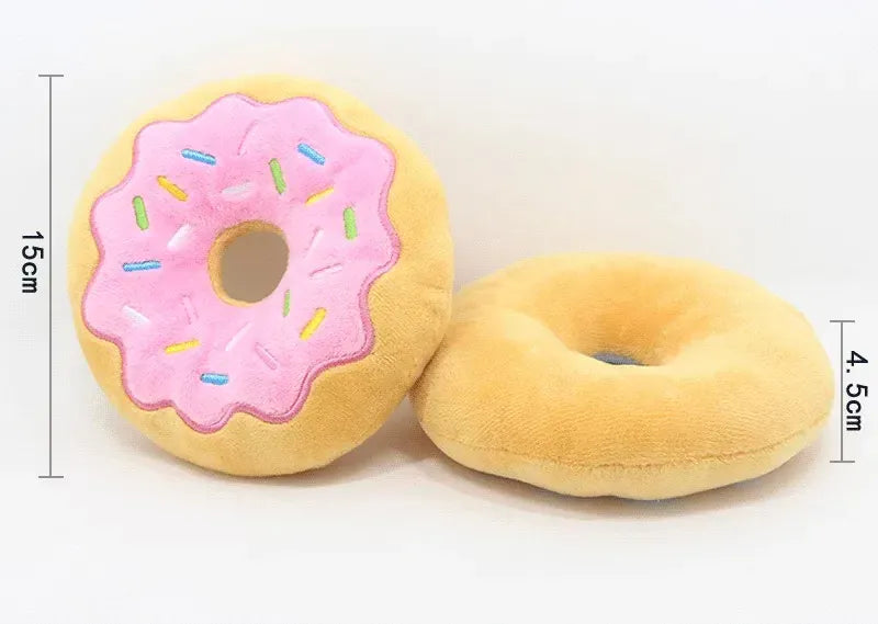 Dog Donut Plush Squeaky Toy | Soft Chew Sound Toy for Puppies & Small Dogs