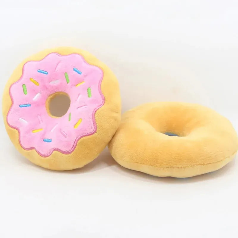 Dog Donut Plush Squeaky Toy | Soft Chew Sound Toy for Puppies & Small Dogs