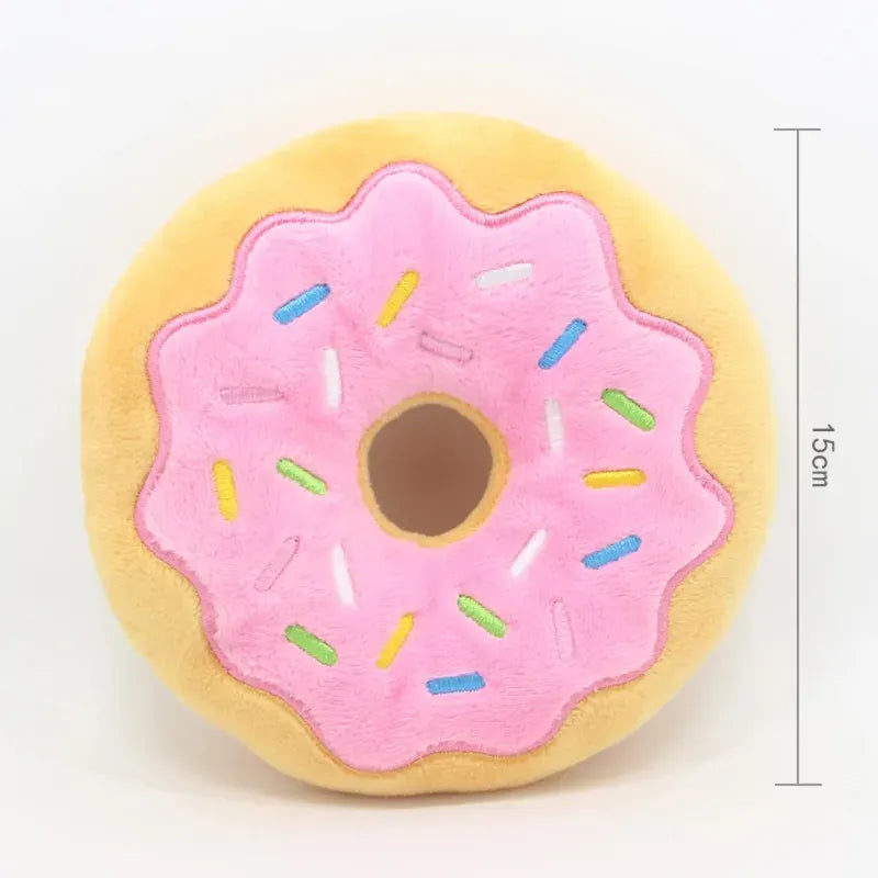 Dog Donut Plush Squeaky Toy | Soft Chew Sound Toy for Puppies & Small Dogs