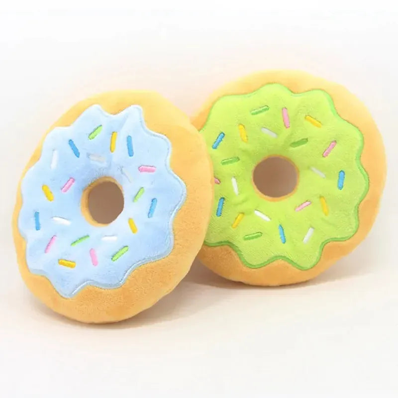 Dog Donut Plush Squeaky Toy | Soft Chew Sound Toy for Puppies & Small Dogs