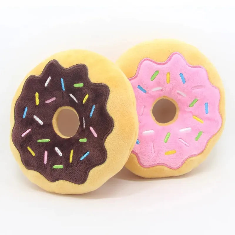 Dog Donut Plush Squeaky Toy | Soft Chew Sound Toy for Puppies & Small Dogs