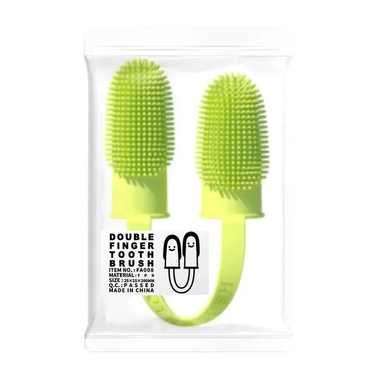 Dog Double Finger Toothbrush | Super Soft Pet Dental Brush for Dogs & Cats – Bad Breath & Teeth Cleaning Tool