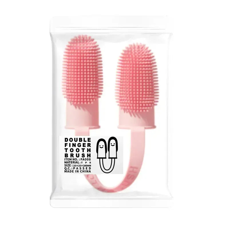 Dog Double Finger Toothbrush | Super Soft Pet Dental Brush for Dogs & Cats – Bad Breath & Teeth Cleaning Tool