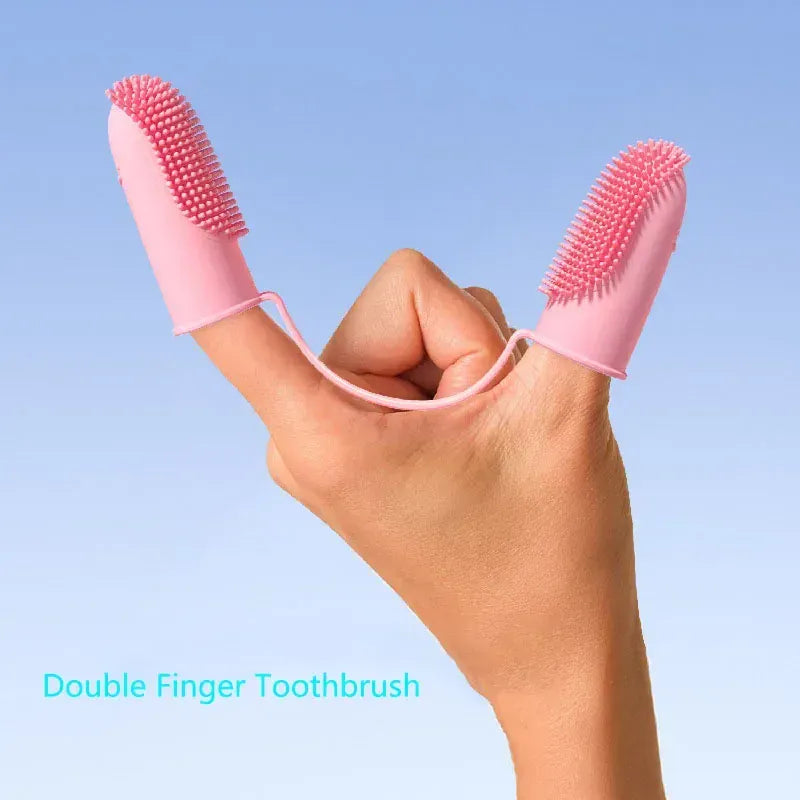 Dog Double Finger Toothbrush | Super Soft Pet Dental Brush for Dogs & Cats – Bad Breath & Teeth Cleaning Tool