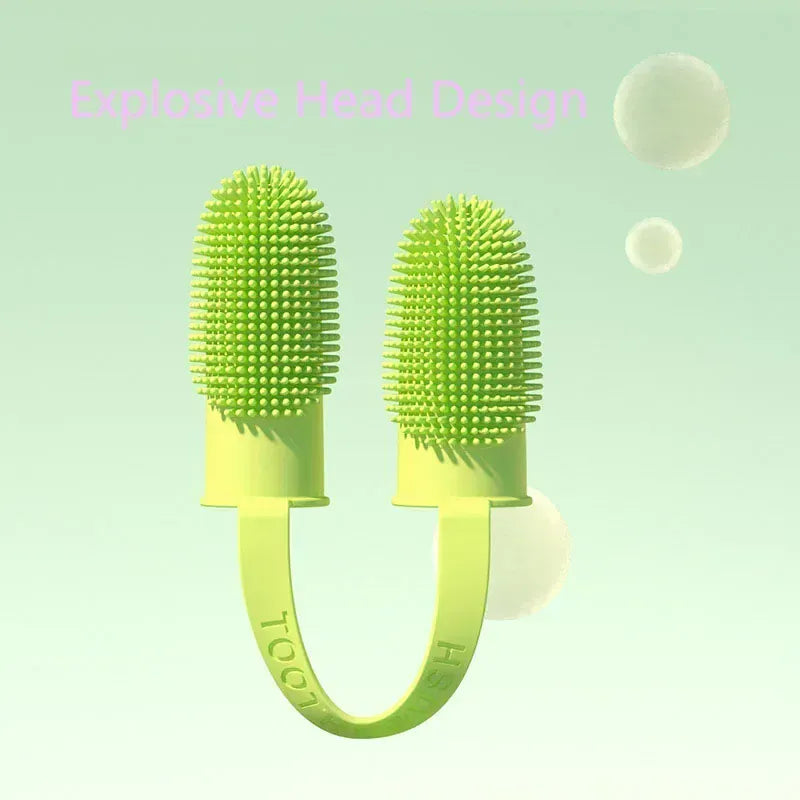 Dog Double Finger Toothbrush | Super Soft Pet Dental Brush for Dogs & Cats – Bad Breath & Teeth Cleaning Tool