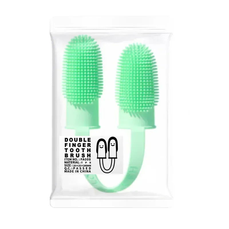 Dog Double Finger Toothbrush | Super Soft Pet Dental Brush for Dogs & Cats – Bad Breath & Teeth Cleaning Tool