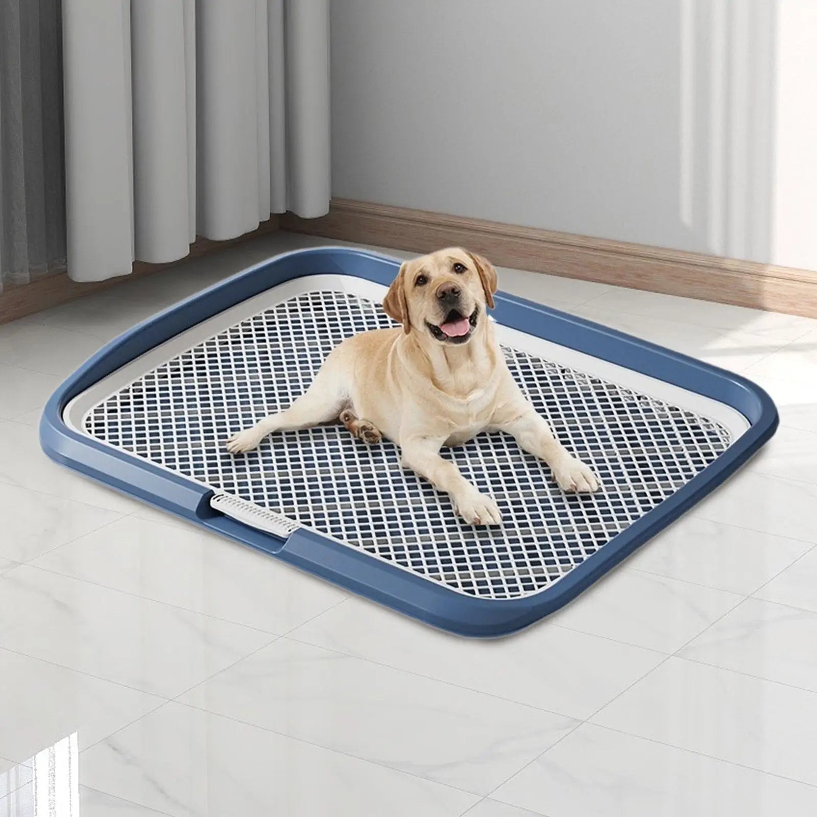 Dog Litter Box with Post - Indoor Potty Tray for Small Medium Dogs