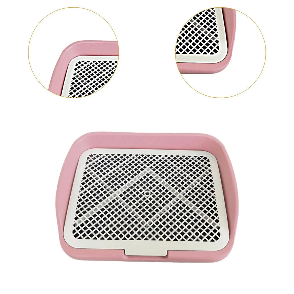 Dog Litter Box with Post - Indoor Potty Tray for Small Medium Dogs