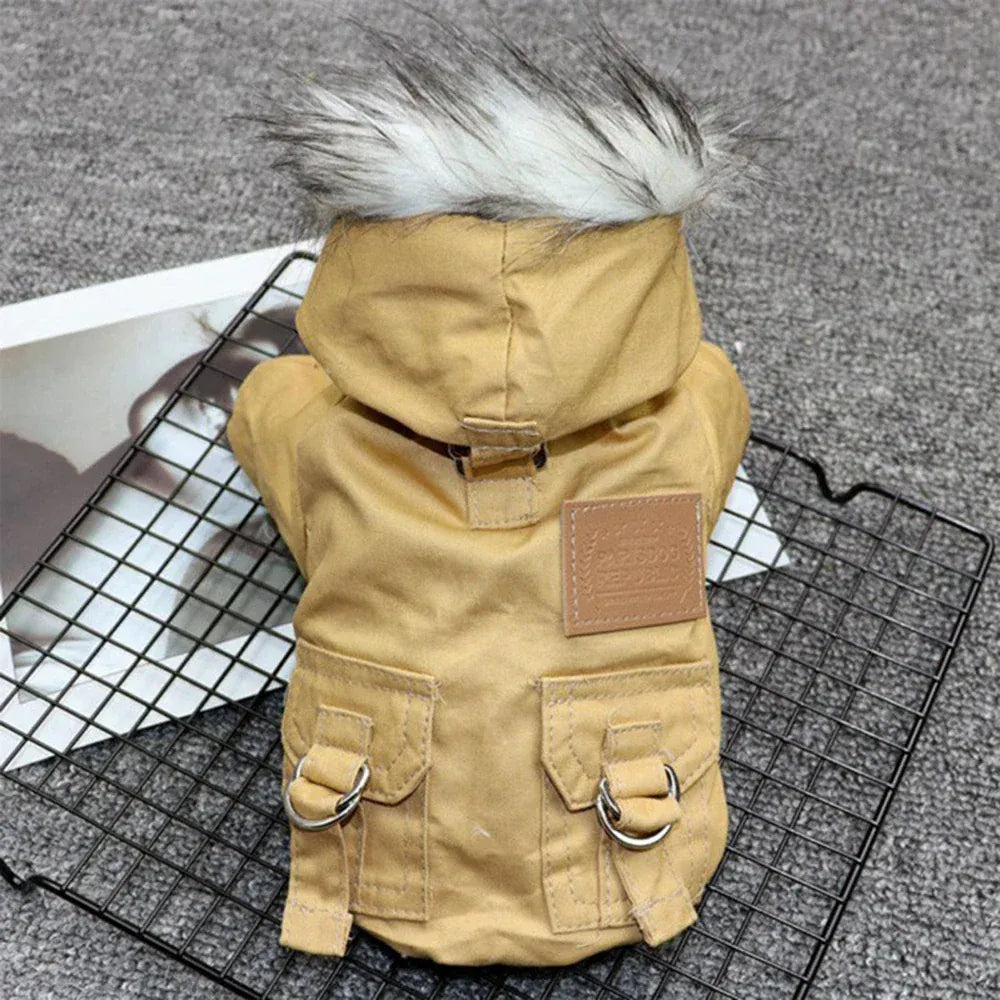 Dog Outdoor HikiDog Outdoor Autumn Winter Warm Hoodie Coat – Fashionable Pet Jacket for Small & Medium DogsAutumn Winter Warm Clothes With Hoodie Fashionable Design Coats Comfortable Polyester Cotton Jacket for Petng