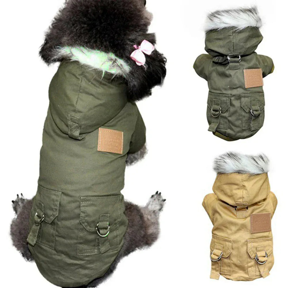 Dog Outdoor HikiDog Outdoor Autumn Winter Warm Hoodie Coat – Fashionable Pet Jacket for Small & Medium DogsAutumn Winter Warm Clothes With Hoodie Fashionable Design Coats Comfortable Polyester Cotton Jacket for Petng
