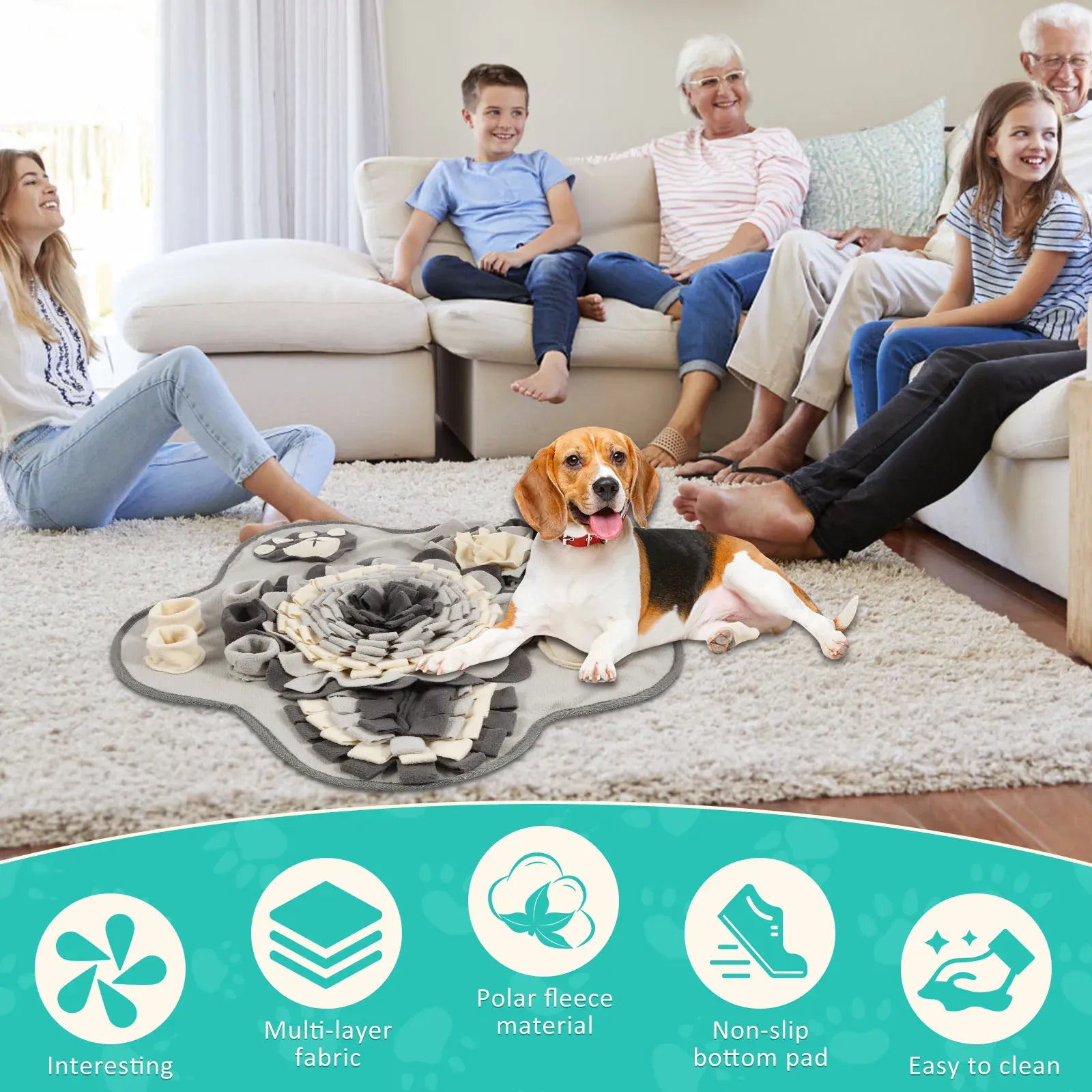 Dog Snuffle Mat | Interactive Pet Toy & Feeding Mat | Natural Sniff & Treat Dispenser for Dogs