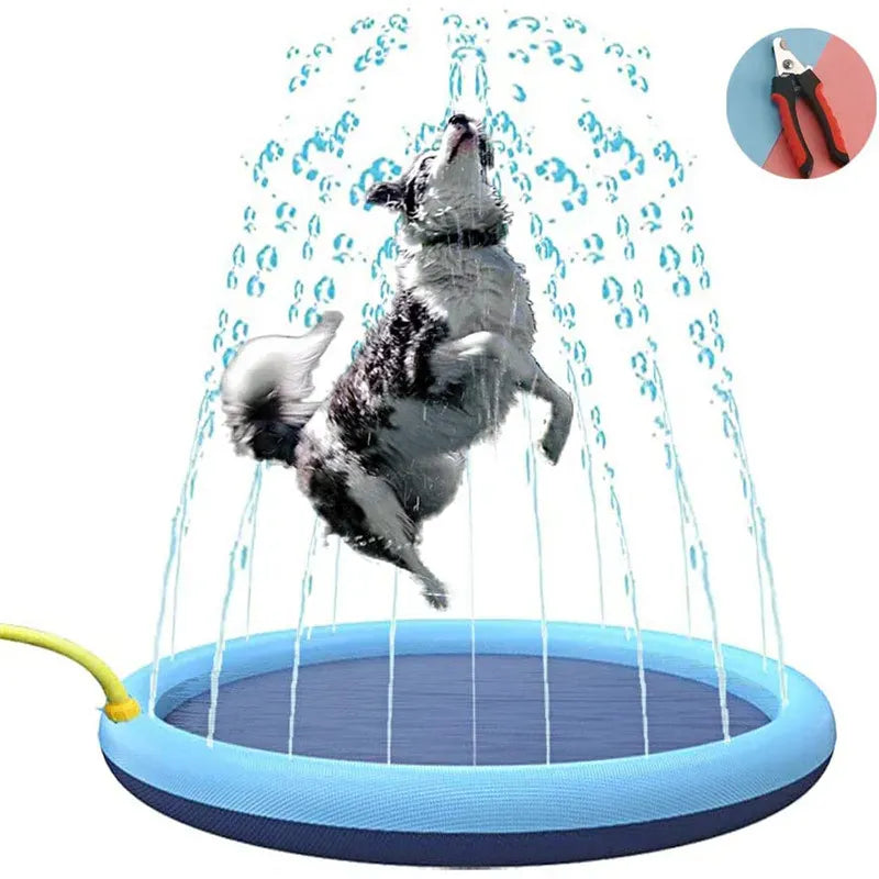 Dog Splash Pad - Inflatable Spray Mat Outdoor Cooling Pool for Pets