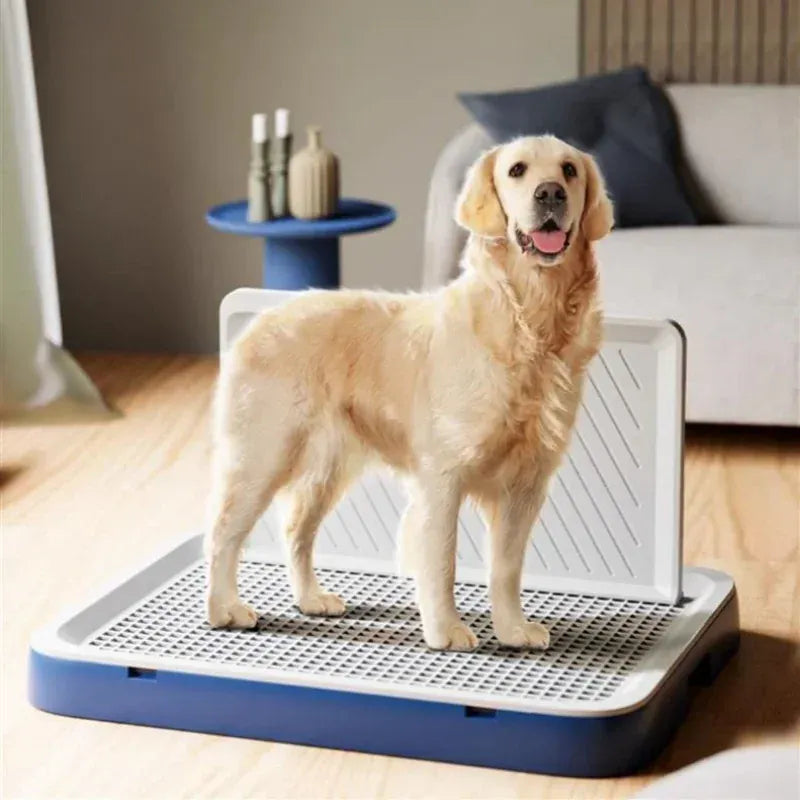 Dog Toilet with Baffle - Anti-Splash Potty Training Pan with Removable Net, Puppy Litter Box for Small Pets and Dogs