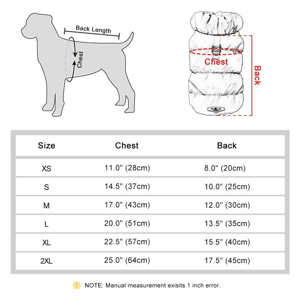 Dog Winter Coat Vest - Padded Jacket for Small Dogs & Cats