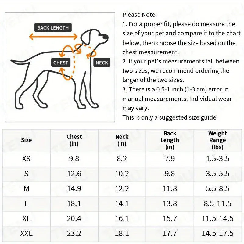 Dog Winter Coat Vest - Padded Jacket for Small Dogs & Cats