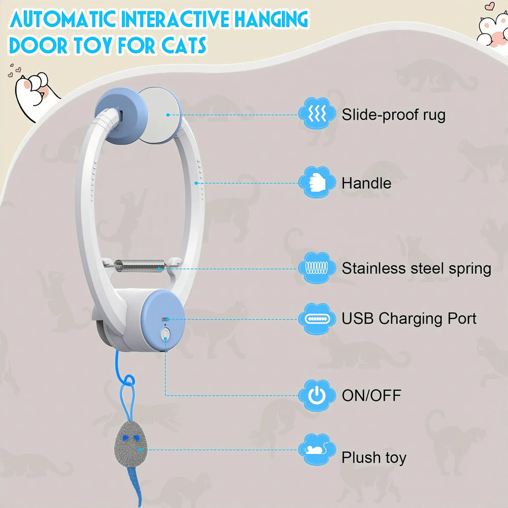 Door HanginDoor Hanging Auto-Rebound Cat Toy | Retractable Kitten Teaser with 3 Colorful Mice | Interactive Indoor Cat Exercise Toyg Auto-Rebound Cat Toy, Retractable Kitten Teaser with 3 Colorful Mice, Interactive Pet Play Toy for Indoor Cats