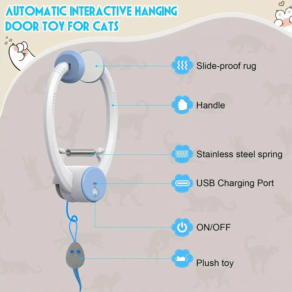 Door HanginDoor Hanging Auto-Rebound Cat Toy | Retractable Kitten Teaser with 3 Colorful Mice | Interactive Indoor Cat Exercise Toyg Auto-Rebound Cat Toy, Retractable Kitten Teaser with 3 Colorful Mice, Interactive Pet Play Toy for Indoor Cats