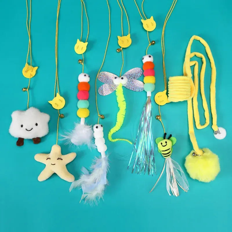 Door Hanging Cat Toy - Elastic Swing Rope with Sticky Disc for Indoor Cats