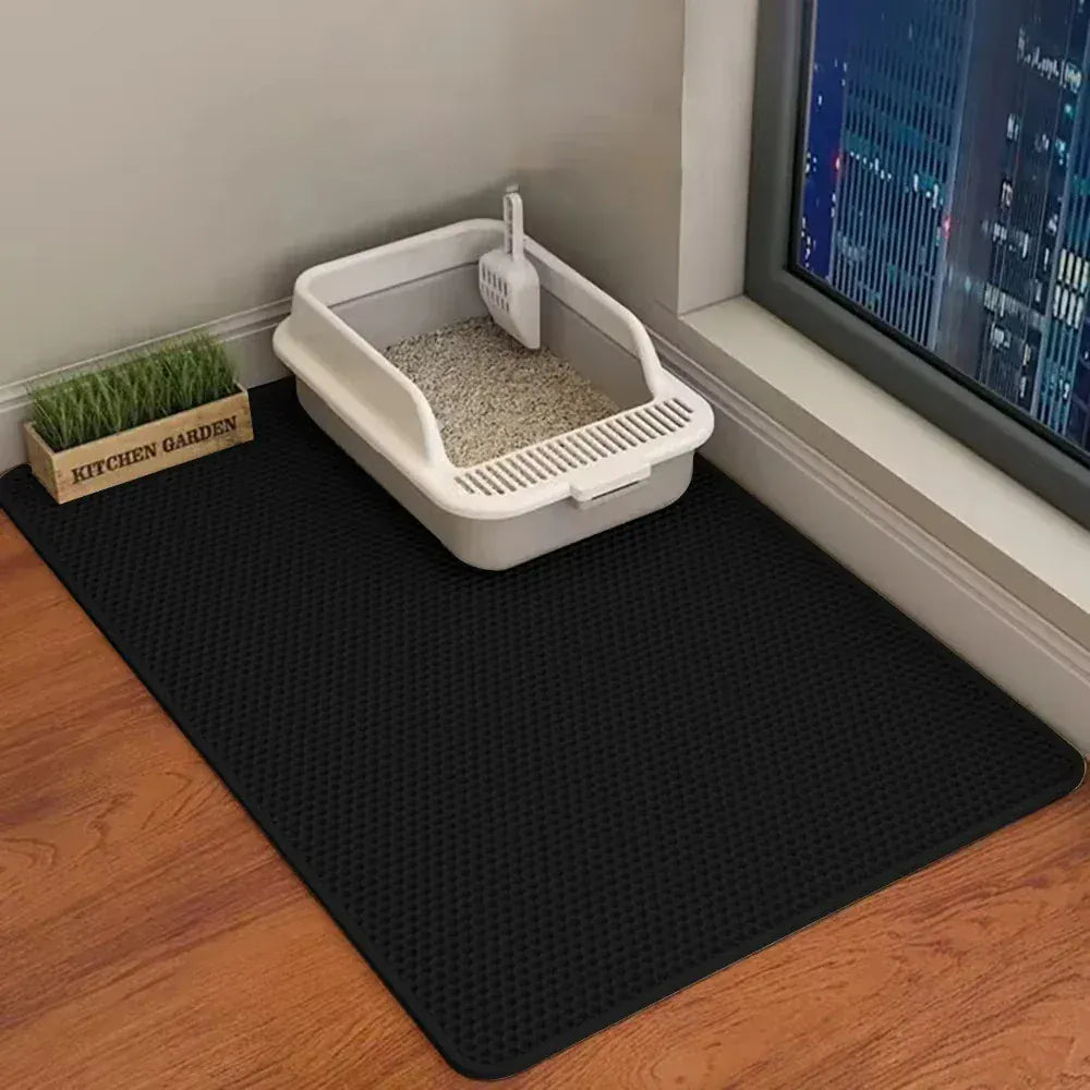 Double Layer Cat Litter Mat - Waterproof Washable Litter Trapper with Non-Slip Base