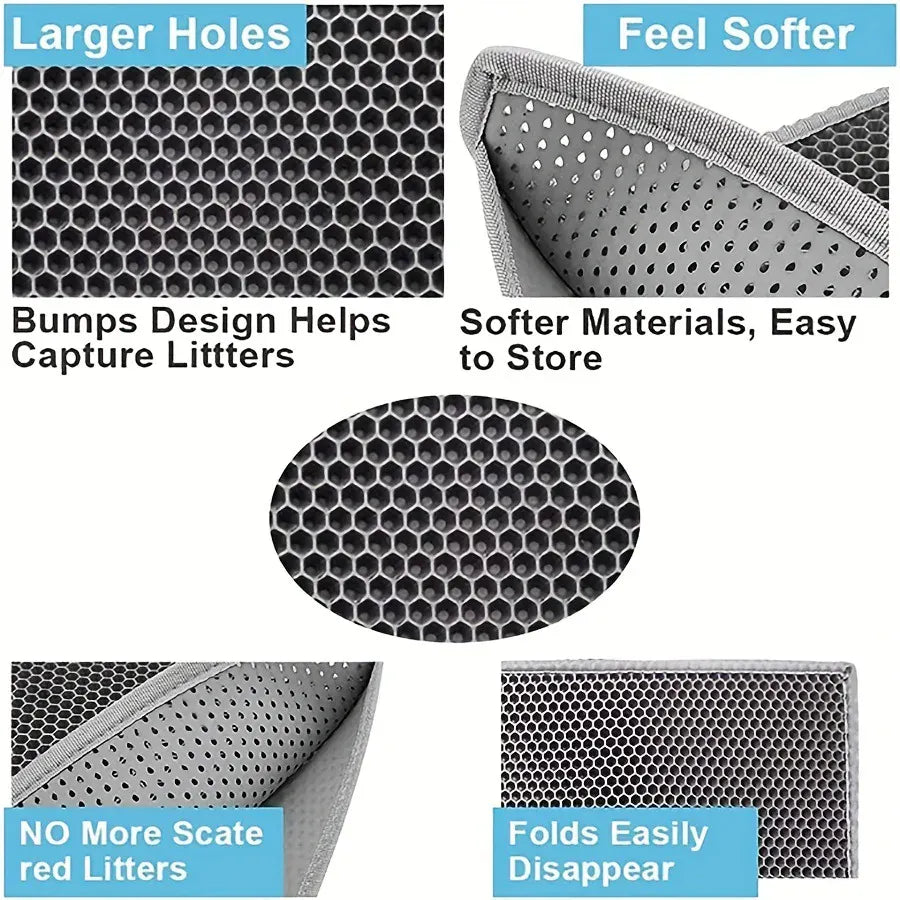 Double Layer Cat Litter Mat - Waterproof Washable Litter Trapper with Non-Slip Base