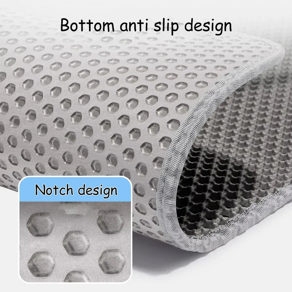 Double Layer Cat Litter Mat - Waterproof Washable Litter Trapper with Non-Slip Base