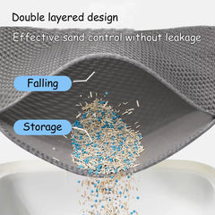 Double Layer Cat Litter Mat - Waterproof Washable Litter Trapper with Non-Slip Base
