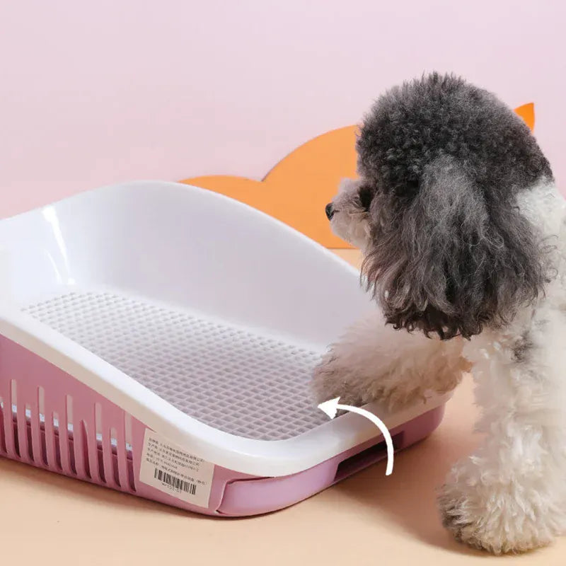 Double Layer Dog Toilet with Pee Post - Indoor Potty Training Tray for Dogs