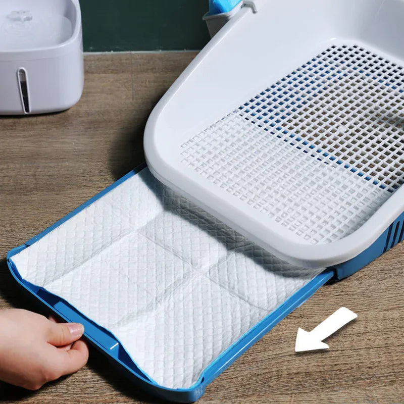 Double Layer Dog Toilet with Pee Post - Indoor Potty Training Tray for Dogs