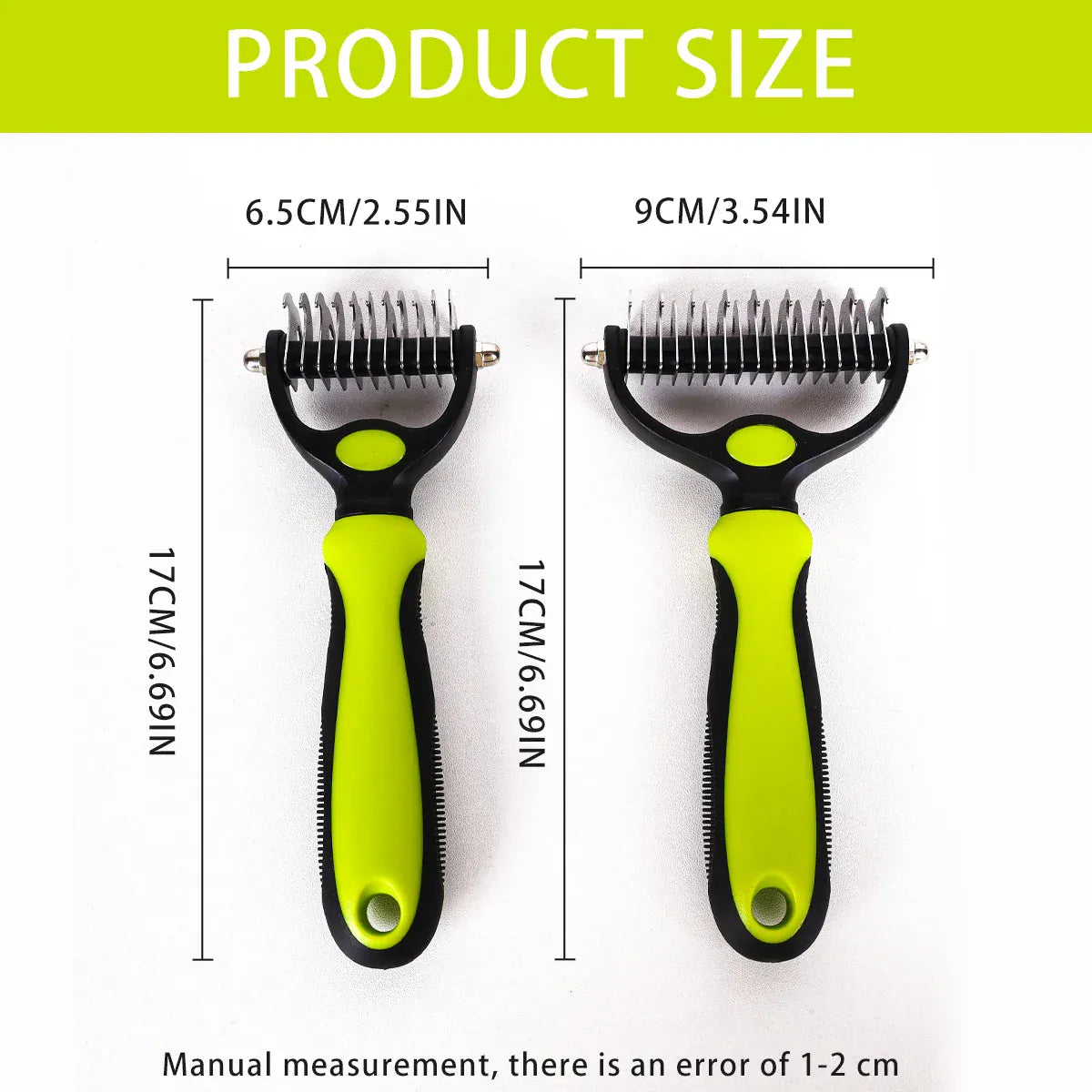 Double Sided Pet Grooming Brush - Stainless Steel Shedding & Dematting Undercoat Rake for Dogs and Cats