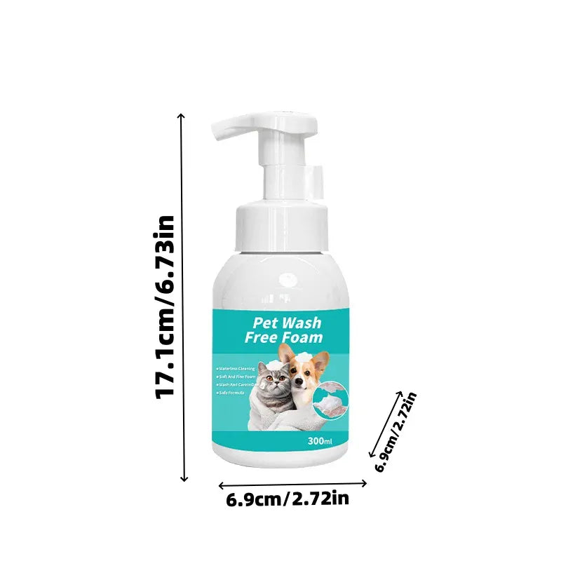 Dry Cleaning Foam for Dogs & Cats | Leave-In Body Wash for Pets | Decontamination & Unscented Fragrance Pet Grooming Foam
