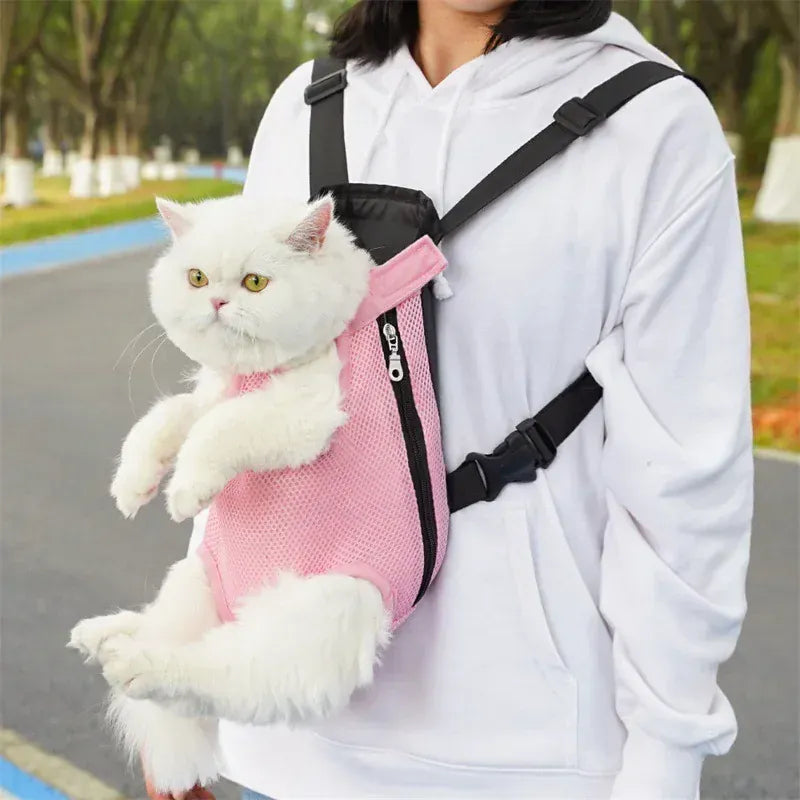 Dual Shoulder Pet Carrier Backpack - Portable Breathable Cat & Dog Travel Bag with Legs-Out Design, Multiple Size Options (S to XL)