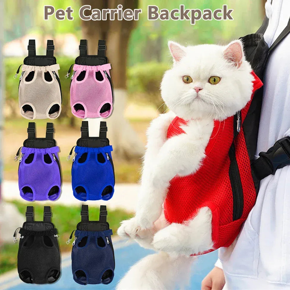 Dual Shoulder Pet Carrier Backpack - Portable Breathable Cat & Dog Travel Bag with Legs-Out Design, Multiple Size Options (S to XL)