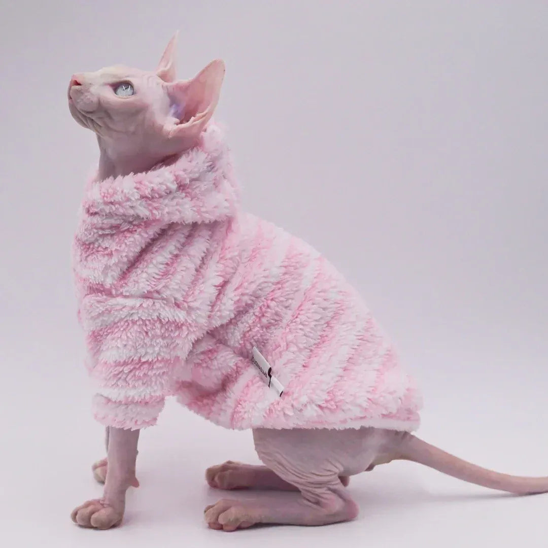 DUOMASUMI Soft Fluffy Double-sided Winter Jacket for Hairless & Sphynx Cats | Thickened Warm Cat Coat | Cozy Pet Outfit