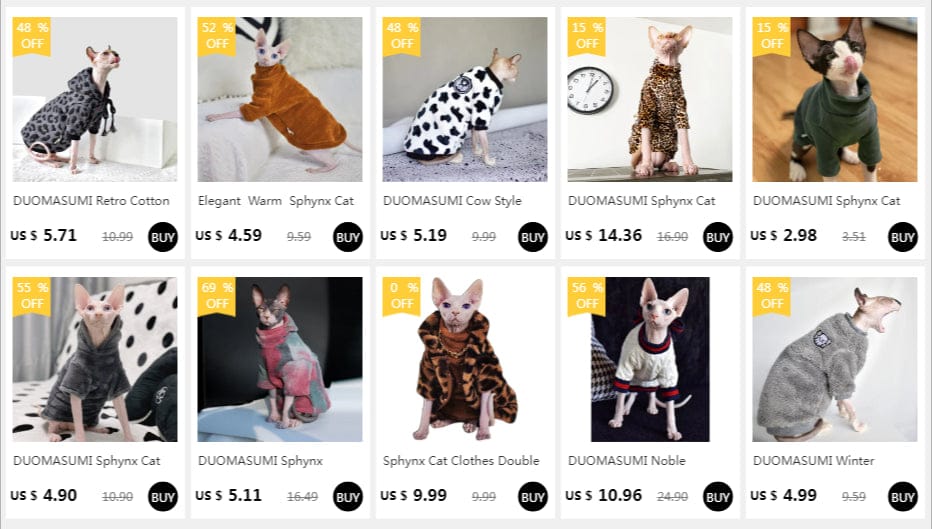 DUOMASUMI Soft Fluffy Double-sided Winter Jacket for Hairless & Sphynx Cats | Thickened Warm Cat Coat | Cozy Pet Outfit