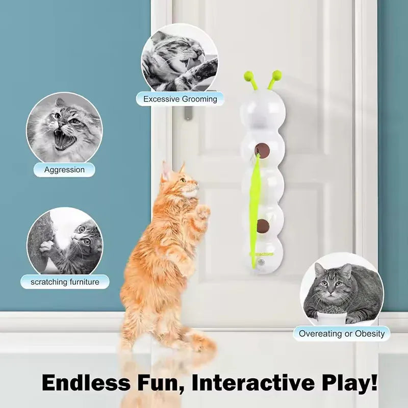 Electric Caterpillar Cat Toy | Motion-Activated Smart Sensor | Self-Running Feather Tail Toy for Indoor Cats | Boredom Relief Pet Toy