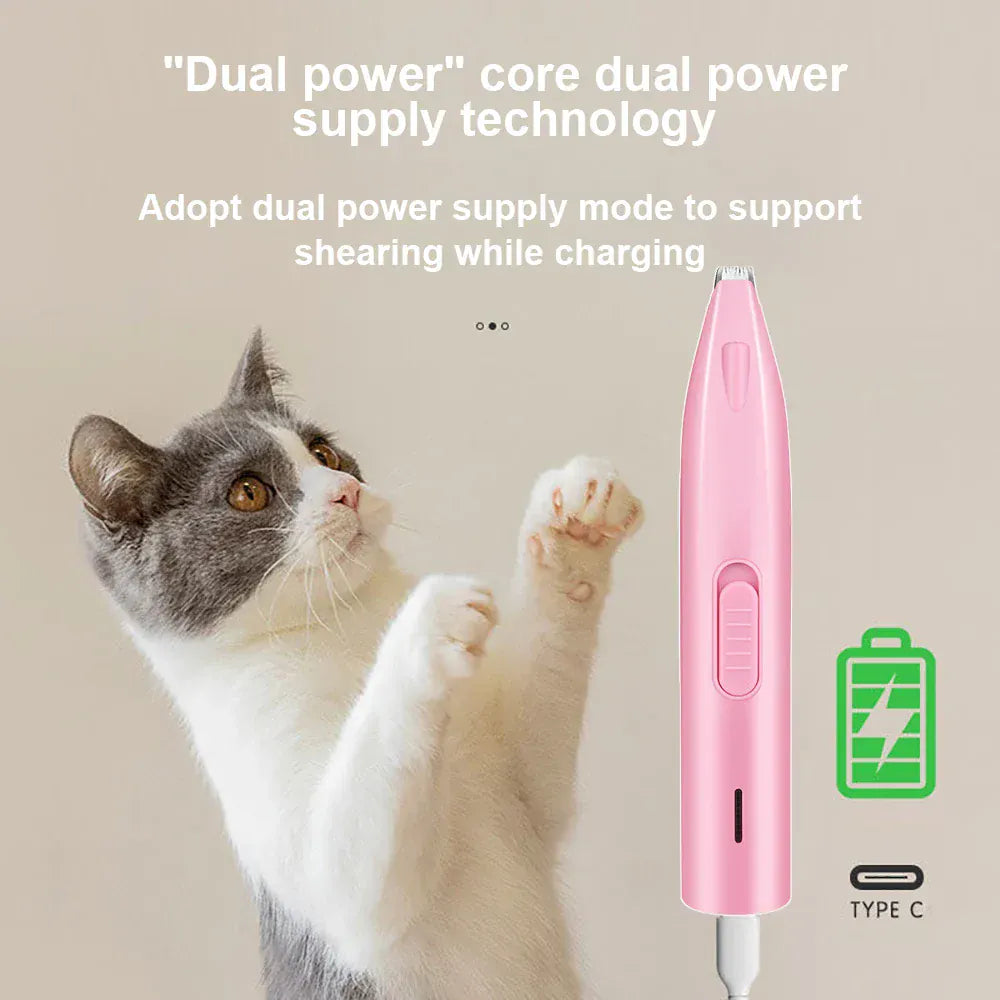 Electric Pet Grooming Kit - Silent Dog Cat Nail Trimmer with LED Light, Paw Hair Clipper & Ear/Nose Trimmer for Safe At-Home Grooming