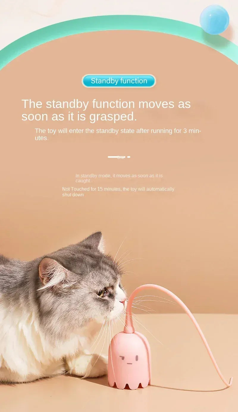 Electric Rolling Ball Cat Toy - Automatic Silicone Mouse Tail USB Charging