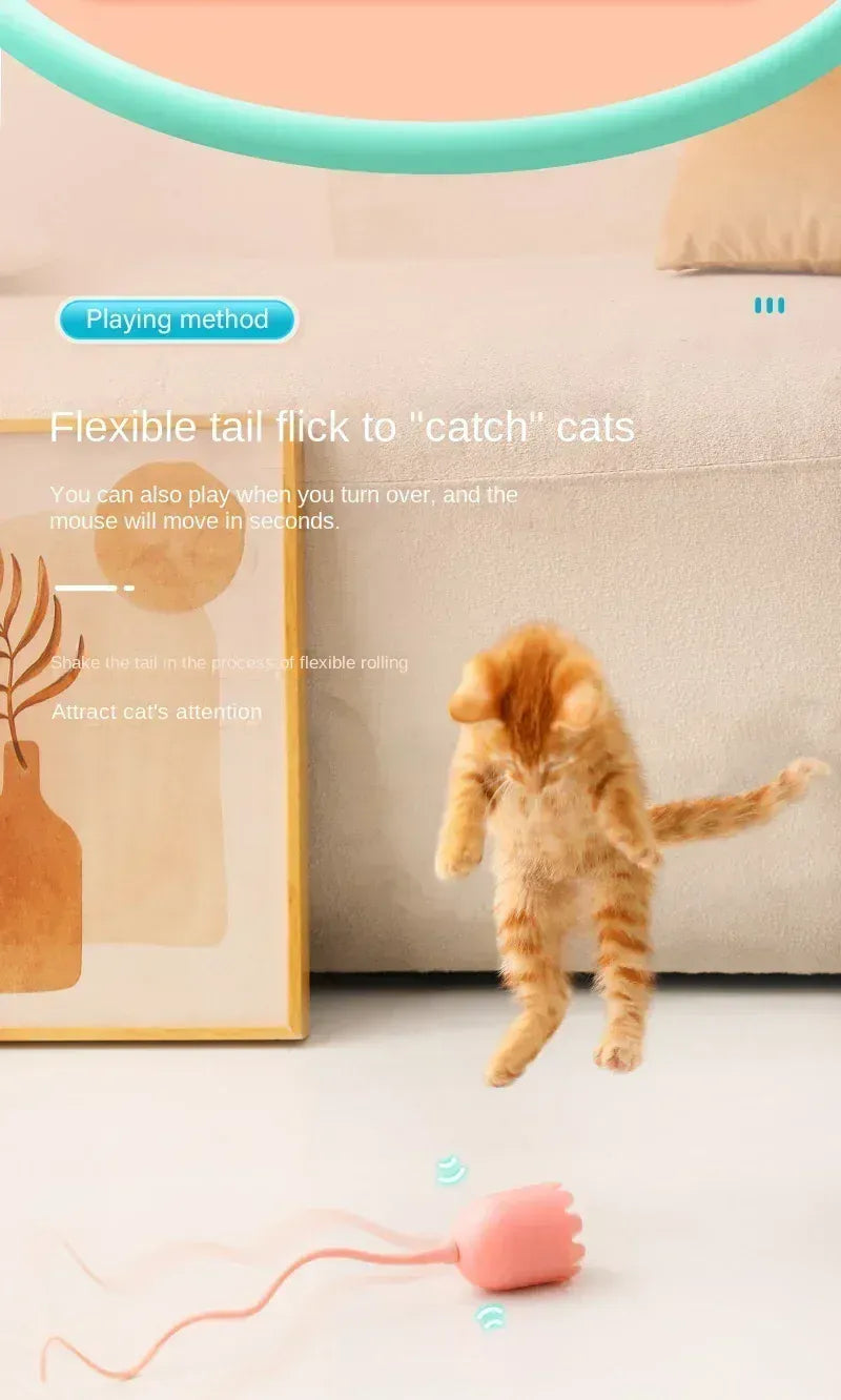 Electric Rolling Ball Cat Toy - Automatic Silicone Mouse Tail USB Charging